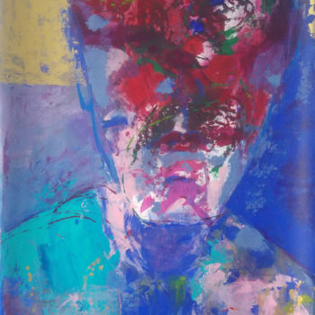 Painting titled "Tête homme" by Catherine Maddens, Original Artwork, Acrylic