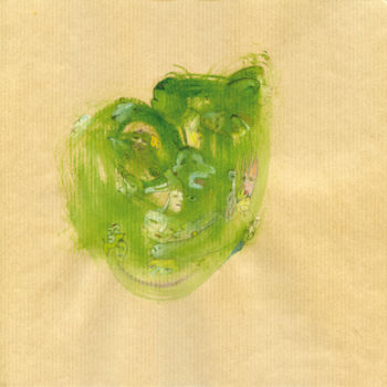 Painting titled "Cœur vert 4.jpg" by Catherine Maddens, Original Artwork, Oil