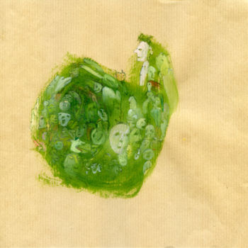 Painting titled "Cœur vert 5.jpg" by Catherine Maddens, Original Artwork, Oil