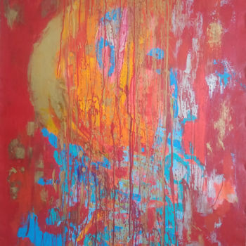 Painting titled "Energie Rouge" by Catherine Maddens, Original Artwork, Acrylic
