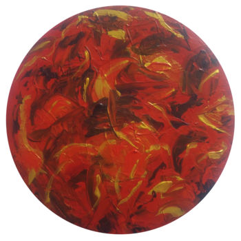 Painting titled "Lune rouge de sang…" by Catherine Maddens, Original Artwork, Acrylic Mounted on Wood Stretcher frame