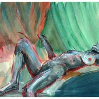 Dessin intitulée "grey nude" par Catherine Marche, Œuvre d'art originale