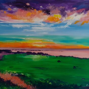 Painting titled "Ciel improbable" by Catherine Meyza, Original Artwork, Oil