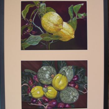 Painting titled "citrons-cougettes-0…" by Catherine Mosser, Original Artwork