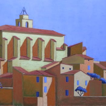 Painting titled "gordes-pano1.jpg" by Catherine Mosser, Original Artwork