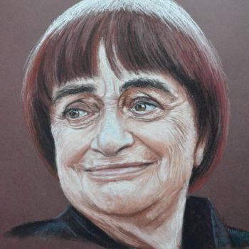 Drawing titled "Agnes Varda" by Andromaque, Original Artwork, Pastel