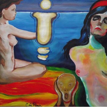 Schilderij getiteld "Hommage à Munch" door Andromaque, Origineel Kunstwerk, Acryl