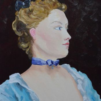 Schilderij getiteld "Jeune femme" door Andromaque, Origineel Kunstwerk, Olie