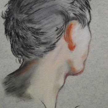 Zeichnungen mit dem Titel "Etude de tête d'hom…" von Andromaque, Original-Kunstwerk, Kreide