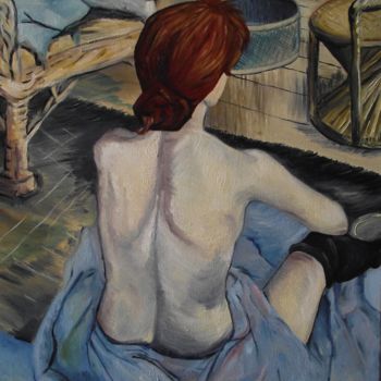 Pintura intitulada "La Rousse" por Andromaque, Obras de arte originais, Óleo