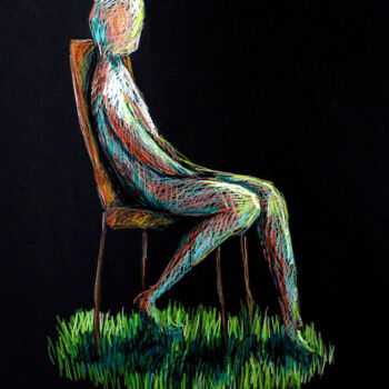 Dibujo titulada "Assis" por Catherine Pouplain, Obra de arte original, Lápiz