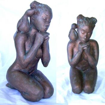 Sculpture intitulée "Petite prière" par Catherine Prungnaud, Œuvre d'art originale