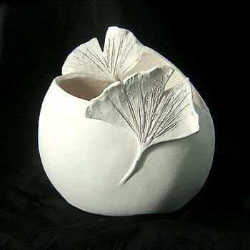 Scultura intitolato "Vase rond genko" da Catherine Prungnaud, Opera d'arte originale
