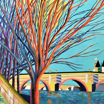 Painting titled "Pont Neuf" by Catherine Senechal, Original Artwork, Oil