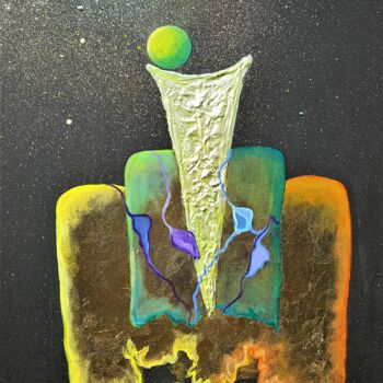 Pintura titulada "temple of green hope" por Catherine Sica, Obra de arte original, Acrílico Montado en Bastidor de camilla d…