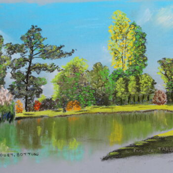 Dessin intitulée "le-parc-paysage-de-…" par Catherine Souet Bottiau, Œuvre d'art originale, Pastel