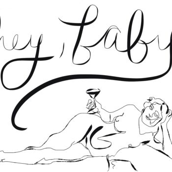 Tekening getiteld "Hey, baby" door Catherine Stroud, Origineel Kunstwerk, Digitale fotografie