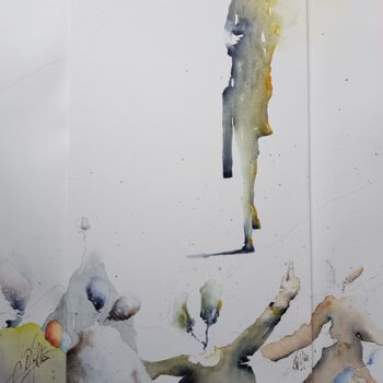 Schilderij getiteld "''Regarde.... Il s'…" door Catherine Villa, Origineel Kunstwerk, Aquarel Gemonteerd op Karton