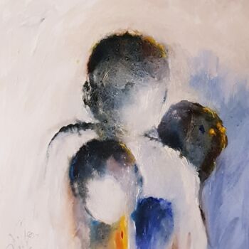 Painting titled "JE TRAVERSE LE SOUV…" by Catherine Villa, Original Artwork, Oil Mounted on Wood Stretcher frame