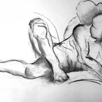 Painting titled "CONNIVENCE SECRETE…" by Catherine Villa, Original Artwork, Charcoal