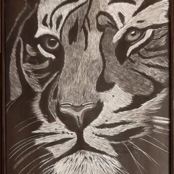 Dessin intitulée "Tigre" par Catherine Willaumez, Œuvre d'art originale, Pastel