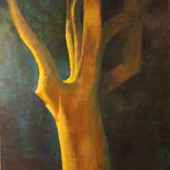 Painting titled "free tree in the ni…" by Catherine Cazaentre, Original Artwork, Acrylic Mounted on Wood Stretcher frame