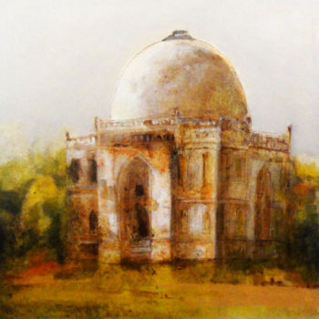Pintura titulada "le mausolee" por Catherine Cazaentre, Obra de arte original, Acrílico Montado en Bastidor de camilla de ma…