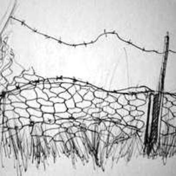 Dibujo titulada "Fence" por Catherine Dunn, Obra de arte original