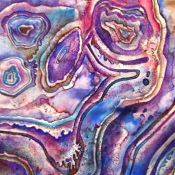 Malerei mit dem Titel "Purple Stone" von Catherine Dunn, Original-Kunstwerk
