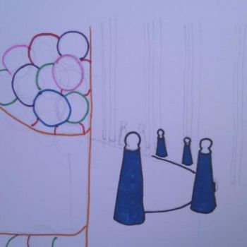 Drawing titled "Coloured balls, blu…" by Catherine Dunn, Original Artwork, Other