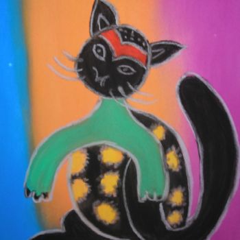 Peinture intitulée "Kucing" par Catherine Falize, Œuvre d'art originale