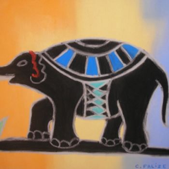 Peinture intitulée "Gajah" par Catherine Falize, Œuvre d'art originale