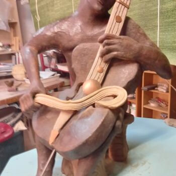 Sculpture titled "le violonceliste" by Catherine Demaugé Bost, Original Artwork, Terra cotta