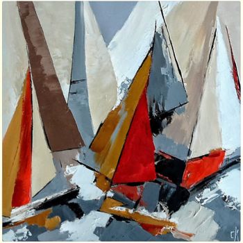 Peinture intitulée "Les voiliers au vent" par Catherine Kret, Œuvre d'art originale