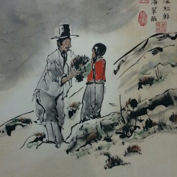 Schilderij getiteld "Heidi en Chine..." door Catherine Mondoux (4INE), Origineel Kunstwerk, Inkt