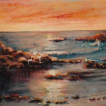 Painting titled "Coucher de soleil" by Catherine Petitjean-Dedieu, Original Artwork