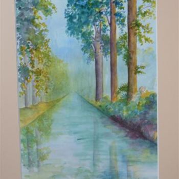 Painting titled "CANAL DE LA MARNE" by Catherine Petitjean-Dedieu, Original Artwork