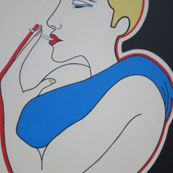 Peinture intitulée "le-fumeur.jpg" par Katherine Ravard, Œuvre d'art originale, Acrylique
