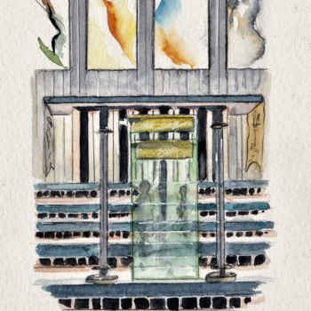Painting titled "Eglise St-Eloi, l'a…" by Catherine Rossi, Original Artwork, Watercolor