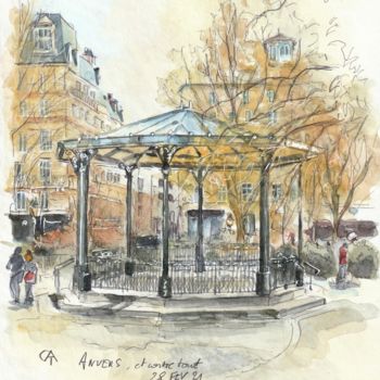 Peinture intitulée "Anvers et contre to…" par Catherine Rossi, Œuvre d'art originale, Aquarelle