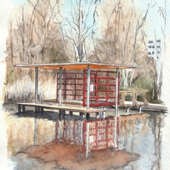 제목이 "Le kiosque flottant…"인 미술작품 Catherine Rossi로, 원작, 수채화