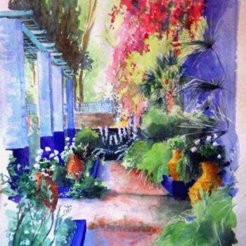 Painting titled "Jardin du Sud - Rose" by Catherine Rossi, Original Artwork