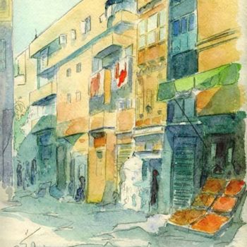 Peinture intitulée "Rue du Vieux Caire…" par Catherine Rossi, Œuvre d'art originale