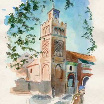 Peinture intitulée "Mosquée Sidi Bel Ha…" par Catherine Rossi, Œuvre d'art originale