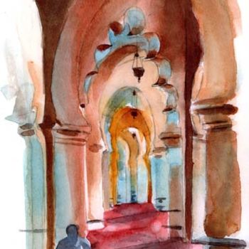 Pittura intitolato "Intérieur mosquée" da Catherine Rossi, Opera d'arte originale