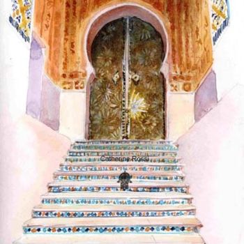 Painting titled "Escalier mosquée si…" by Catherine Rossi, Original Artwork