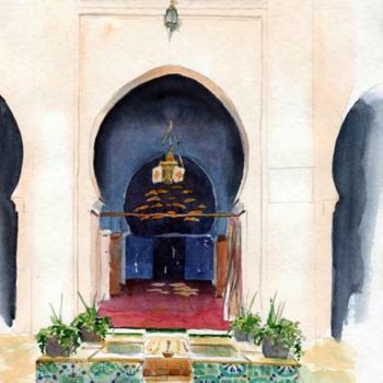 Ζωγραφική με τίτλο "Mosquée sidi abu me…" από Catherine Rossi, Αυθεντικά έργα τέχνης