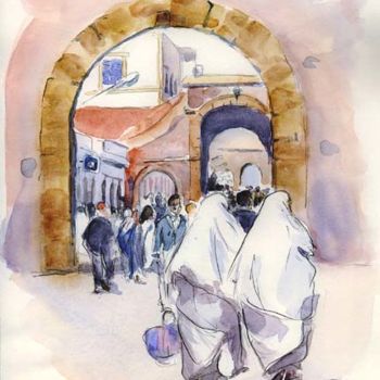 Painting titled "Femmes à Essaouira" by Catherine Rossi, Original Artwork