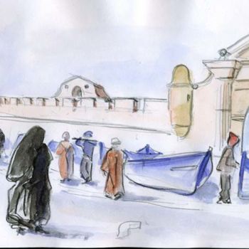 Pintura intitulada "Essaouira, vers le…" por Catherine Rossi, Obras de arte originais, Óleo