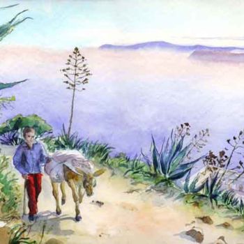 Malerei mit dem Titel "Oran, le chemin au…" von Catherine Rossi, Original-Kunstwerk